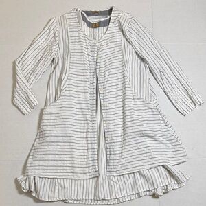 TULIP Women's Two Piece‎ Set Striped Button-Down Cardigan A-Line Dress Size L
